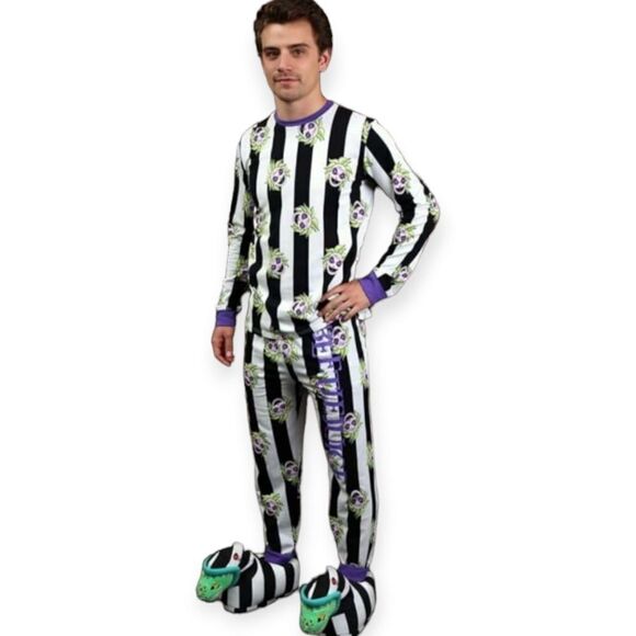 Cakeworthy × BeetleJuice White Black Pyjama Set Unisex 2XL - Picture 1 of 15